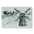 thumbnail image 1 of Landscape Cutting Board, Hand Drawn Rural Scenery Small Town Farm Houses Forest and Mill Romantic Sketch, Decorative Tempered Glass Cutting and Serving Board, Small Size, Black White, by Ambesonne, 1 of 1