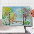 thumbnail image 1 of Landscape Cutting Board, Hand Drawn Watercolor Autumn Park Trees Shrubs Bench and Lanterns Nature Art, Decorative Tempered Glass Cutting and Serving Board, Large Size, Multicolor, by Ambesonne, 1 of 5