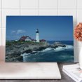 thumbnail image 1 of Landscape Cutting Board, Marine Themed Photo with Lighthouse on Rocks and Wavy Sea Calm Sky Panorama, Decorative Tempered Glass Cutting and Serving Board, in 3 Sizes, by Ambesonne, 1 of 2