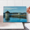 thumbnail image 1 of Landscape Cutting Board, Panoramic View of Oak Chapel Bridge Northern Lands Lake European Aged City Print, Decorative Tempered Glass Cutting and Serving Board, Small Size, Blue Brown, by Ambesonne, 1 of 1