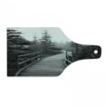 thumbnail image 1 of Landscape Cutting Board, Pathway in Wilderness with Pine Trees Czech Republic Dramatic Scene Nature, Tempered Glass Cutting and Serving Board, Wine Bottle Shape, Black and White, by Ambesonne, 1 of 1