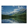 thumbnail image 1 of Landscape Cutting Board, Pure Mountain Lake Scenery with Trees and Cloudy Sky Nature Inspired Print, Decorative Tempered Glass Cutting and Serving Board, Small Size, Blue White Green, by Ambesonne, 1 of 1