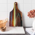 thumbnail image 1 of Landscape Cutting Board, Scenery of the River Between Rock Cliffs with Sky Image, Decorative Tempered Glass Cutting and Serving Board, Wine Bottle Shape, Orange Yellow, by Ambesonne, 1 of 1