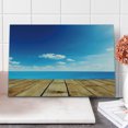 thumbnail image 1 of Landscape Cutting Board, Seascape View from Pier Under Cloudy Vivid Summer Sky Beach Theme Print, Decorative Tempered Glass Cutting and Serving Board, Large Size, Blue White Brown, by Ambesonne, 1 of 5