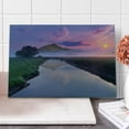 thumbnail image 1 of Landscape Cutting Board, Still Lake View with Misty Purple Sunny Sky and Big Mountain on the Background, Decorative Tempered Glass Cutting and Serving Board, Large Size, Multicolor, by Ambesonne, 1 of 1