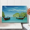 thumbnail image 1 of Landscape Cutting Board, Traditional Longtail Boats at Maya Bay in Thailand Exotic Seascape Image, Decorative Tempered Glass Cutting and Serving Board, Large Size, Multicolor, by Ambesonne, 1 of 5