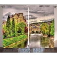thumbnail image 1 of Ambesonne Landscape Curtains 2 Panel Set, View of Bath River, 108" x 90", Fern Green, 1 of 3