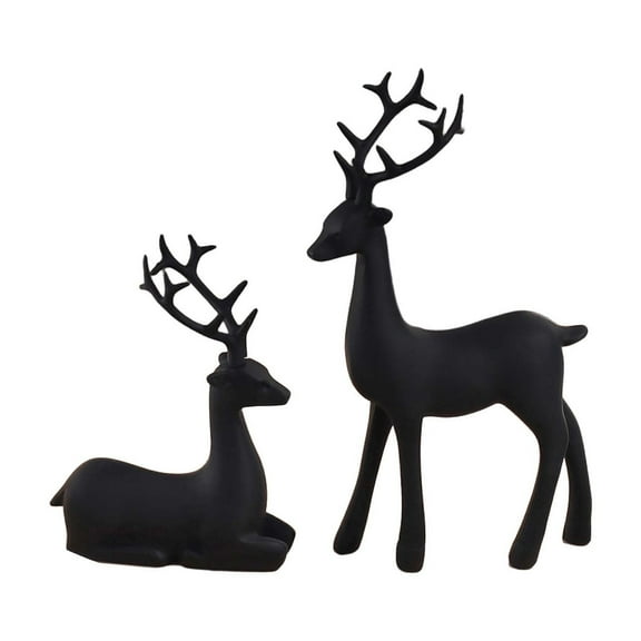 Landscape Decoration 2pcs Resin Reindeer Ornaments Deer Statue Sculpture for Home Office Desk Decor JASKFLY