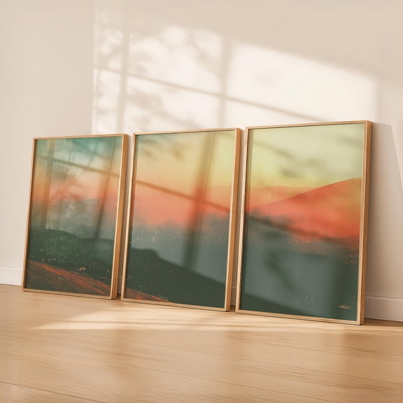 Landscape Desert Sunset Wall Art Modern Horizon Gallery Decor Set 3 Unframed Paper Print
