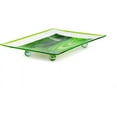 Landscape Design Rectangular Tempered Glass Serving Tray on Glass Legs