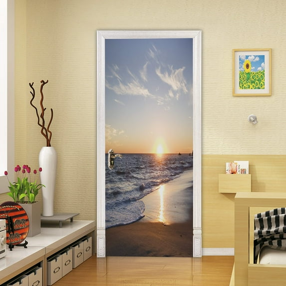 Landscape Door Stickers D Removable Self Adhesive Sticker Natural Scenery Wallpaper PVC Art Murals f