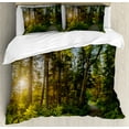 thumbnail image 1 of Landscape Duvet Cover Set, National Park in Cape Breton Highlands Canada Forest Path Trees Tranquility Photo, Decorative 3 Piece Bedding Set with 2 Pillow Shams, Calking Size, Blue Green, by Ambesonne, 1 of 3