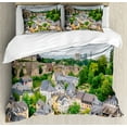 thumbnail image 1 of Landscape Duvet Cover Set Queen Size, View of Old Town Area Luxembourg City Touristic Destination European Scenic Photo, Decorative 3 Piece Bedding Set with 2 Pillow Shams, Multicolor, by Ambesonne, 1 of 3