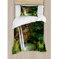 thumbnail image 1 of Landscape Duvet Cover Set Twin Size, Majestic Twin Wailua Waterfalls Kauai Hawai Greenery Forest Grass Nature Scenic View, Decorative 2 Piece Bedding Set with 1 Pillow Sham, Green, by Ambesonne, 1 of 3