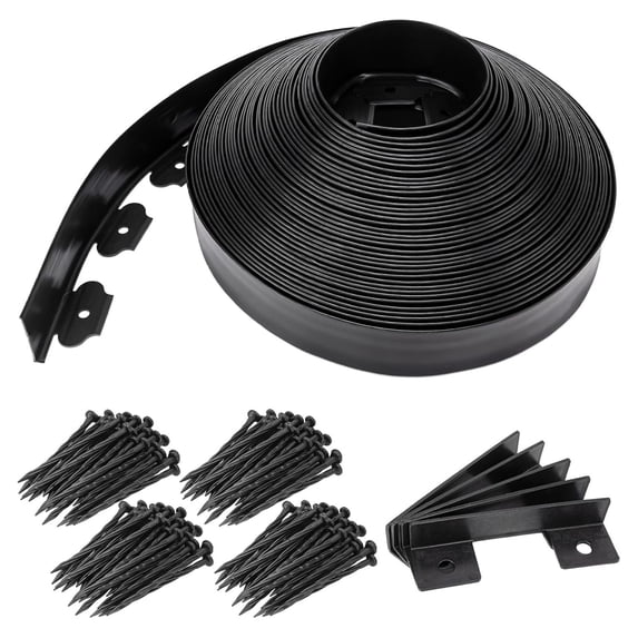 Landscape Edging 2.5 Inch Tall 100 FT Black Plastic Garden Border with ...