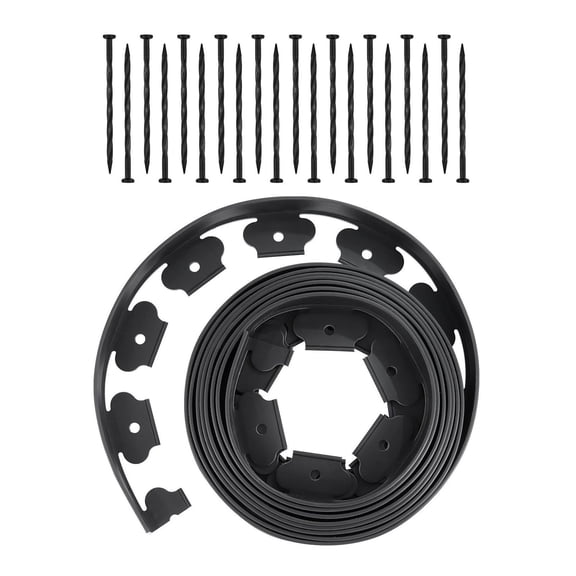 Landscape Edging 20ft, Garden Border Edging Plastic with Spikes, Flexible Lawn Edging Roll, UV Resistant, Pathway Edging for Flower Beds, Yard, Paver