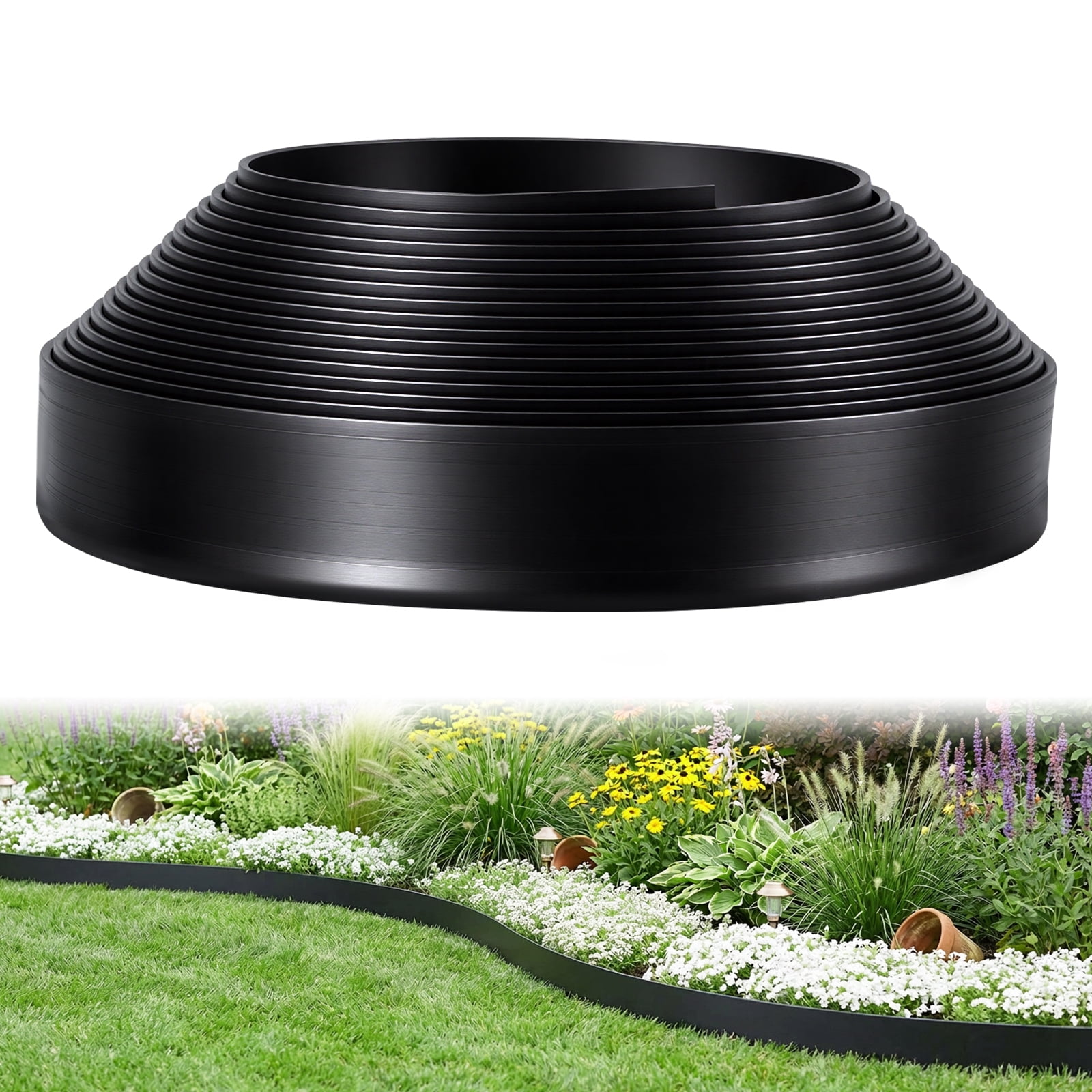 Landscape Edging 2inch Tall, 40ft No-Dig Landscape Edging Border with 45 Spikes Metal Garden Edging for Landscaping