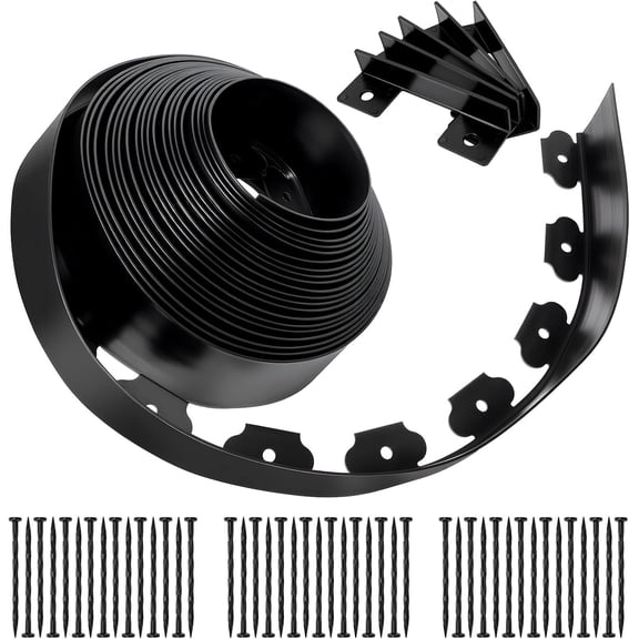 Landscape Edging, 3" x 50' Garden Edging, Black Edging for Landscaping with 45 Pcs Anchoring Spikes for Garden Flower Beds Yard Lawn