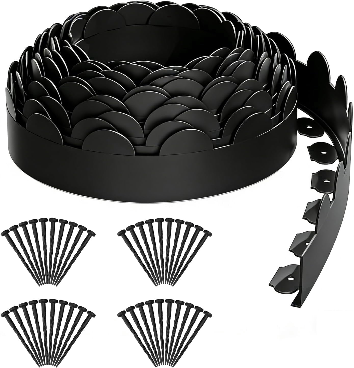 NEYCIL Landscape Edging 33ft, 4in Tall Garden Edging with 40pcs Spikes, Flexible Plastic Landscape Border for Grass, Yard, Flowerbeds, Gravel, Black
