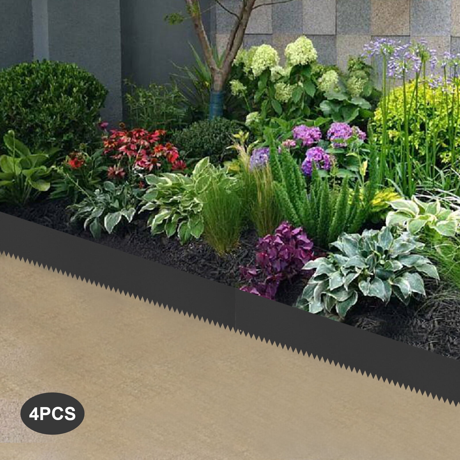 Landscape Edging 4Pc 6 inch Bendable Metal Garden Barrier Lawn Border Black for Gardens, Paths, Lawns