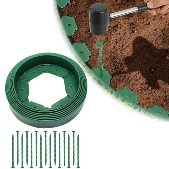 Landscape Edging, 5mx5cm Plastic Garden Border Edging with 15 Spikes, No Dig, Flexible Lawn Edgings Roll, UV-Resistant Mini Fence Borders Pathway Edgings for Flower Beds Yard Paver