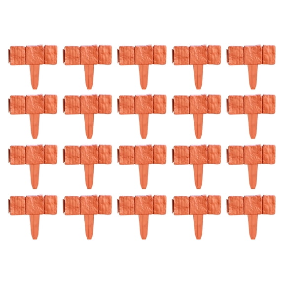 Landscape Edging Border 20 Pack, No Dig Plastic Picket Fence Garden Border with Stakes for Lawn Yard Walkway Patio, Decorative Landscape Edging for Flower Beds