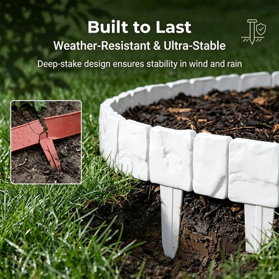 Landscape Edging Border, Plastic Edging for Landscaping Garden Edging Border, Flexible Landscaping Edging for Garden Flower Beds Yard Lawn Pathway Paver 2pc