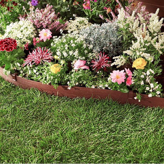 Landscape Edging Coil with Stakes, 5 Inch x 40FT, Brown,  Plastic for Gardens