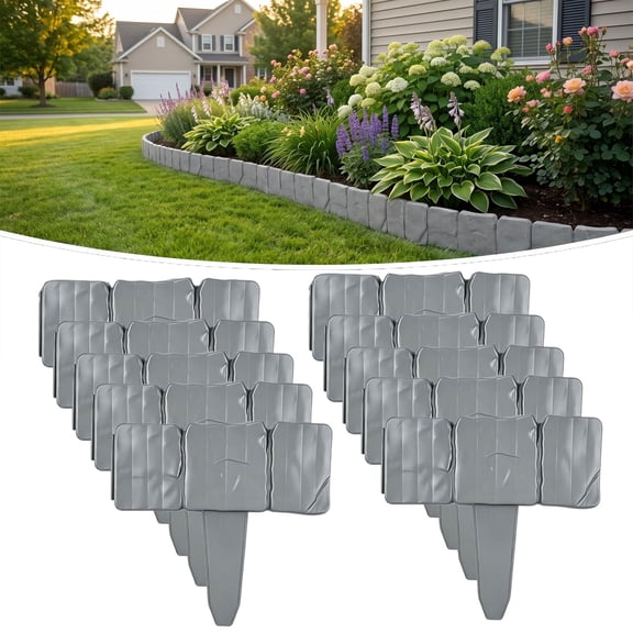 Landscape Edging, Faux Stone Edging for Landscaping, Imitation Plastic Stone Garden Fence for Yard