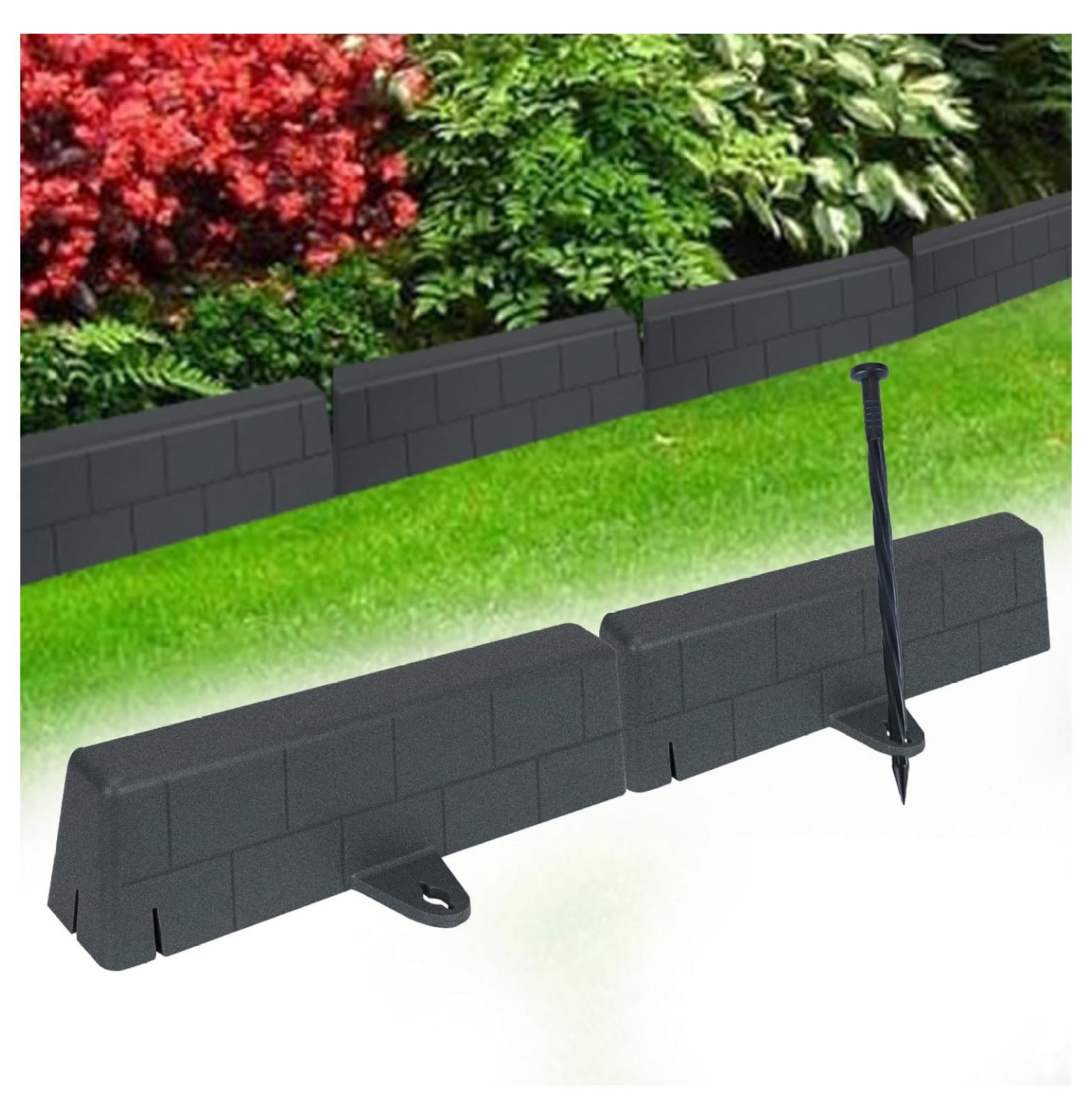 Landscape Edging,Faux Stone Garden Edging Border with Anchoring Spikes