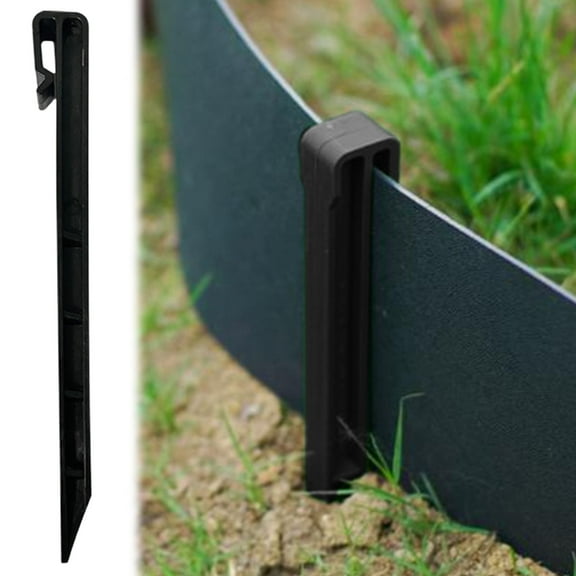 Landscape Edging Garden Stakes 9.5 Inch Landscaping Anchoring Spikes Heavy Duty Plastic Garden Netting Ground Stakes for Edging Terrace Board tools (Black)