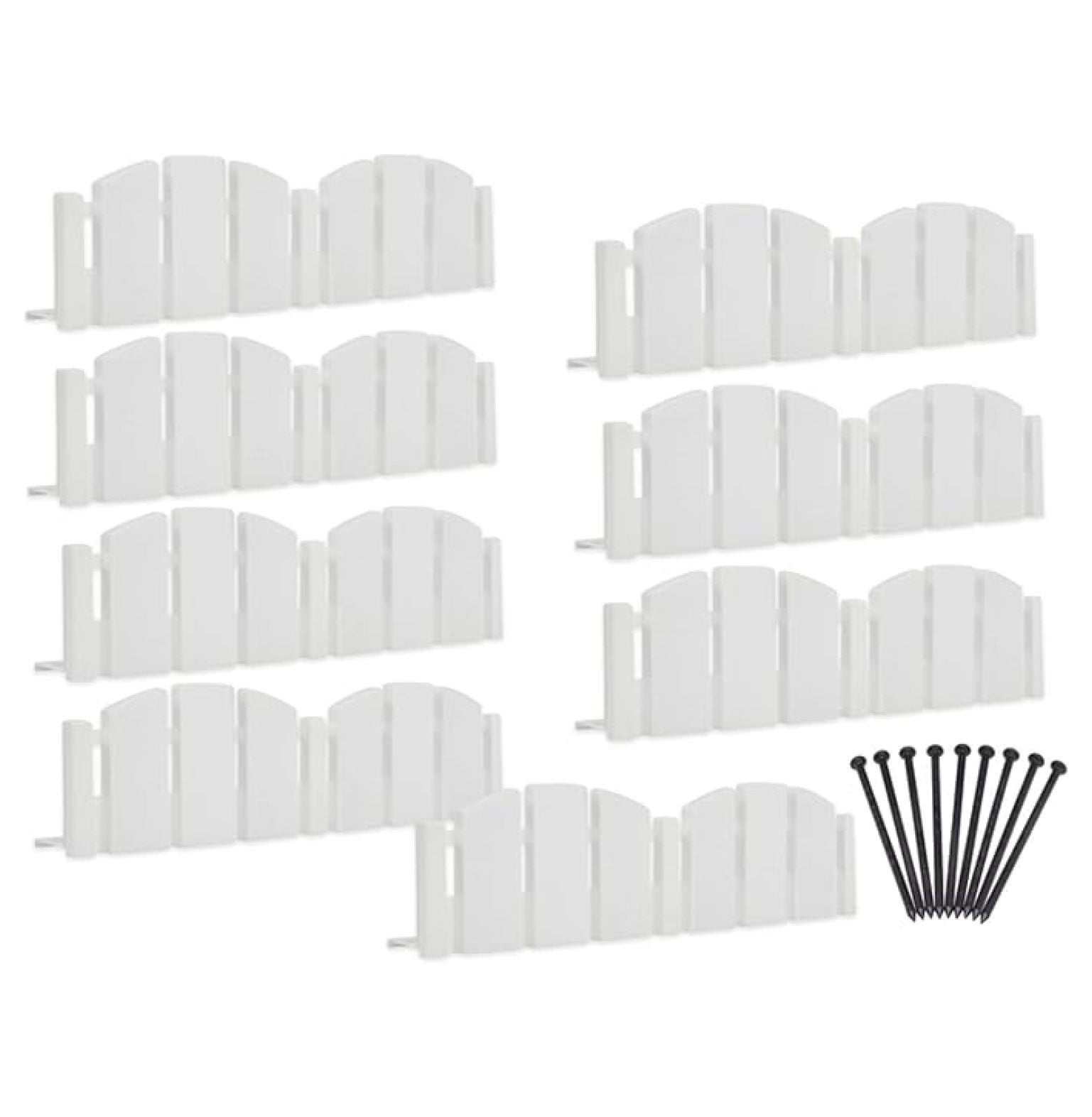 Decorative Landscape Edging Kit - 10 Inch White Garden Border - Flexible Lawn Edging for Flower Beds, Walkways & Yard - Durable Plastic Landscape Trim