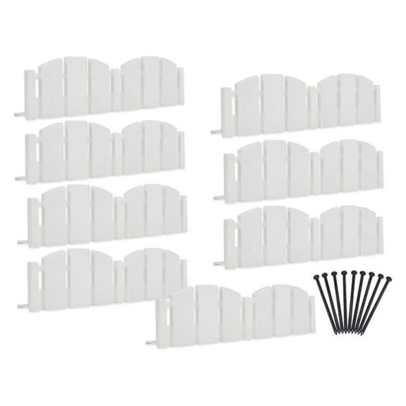 Landscape Edging Kit - 10 inch Decorative Garden Border - White Plastic Lawn Edging for Flower Beds, Walkways, and Yard - Flexible & Durable Outdoor Edging
