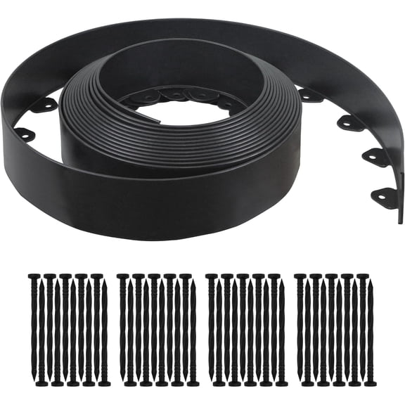 Landscape Edging Kit, 40-Foot Long, 3-Inch Tall, No Dig Garden Edging Border for Flower Beds, Tree Rings, Pathways, Includes 40 Spikes