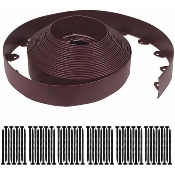 Landscape Edging Kit, 60-Foot Long, 3-Inch Tall, No Dig Garden Edging Border for Flower Beds, Tree Rings, Pathways, Includes 60 Spikes, Brown