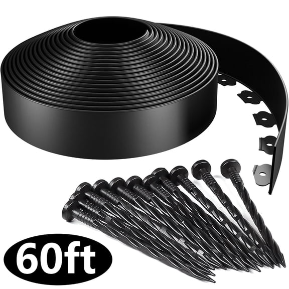 Landscape Edging Kit, 60ft Garden Edging Border 2 Inch Tall with 54 Pcs Spikes, Edging for Landscaping, Garden