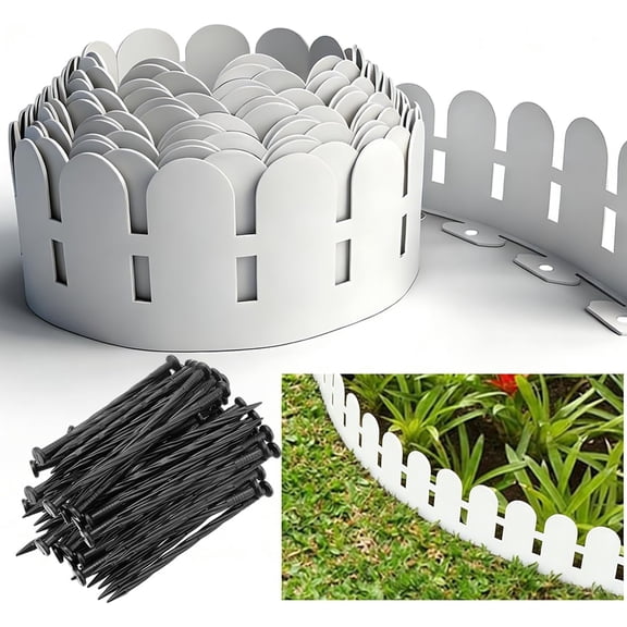 Landscape Edging , Plastic Garden Edging [Extra Tall High] Garden Borders, Tool-Free Flexible Lawn Edging Kit with 100pcs Anchoring Spikes for Home Lawns, Yards, Flowerbeds