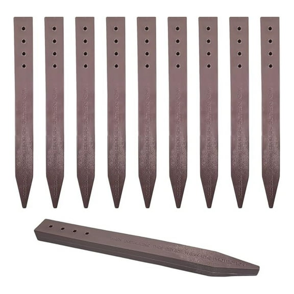 Landscape Edging Stakes (20-Pack) - Heavy Duty Garden Border Stakes - 12 Inch Brown Plastic Stakes for Lawn, Terrace & Bender Board - Easy Install