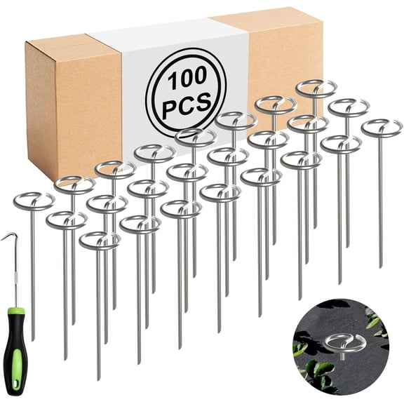 Landscape Fabric Stake, 6-inch Galvanized Round Head Nail Steel Anti Bending Weed Barrier Used for Plant Cover, Lawn, Fence, and Ground Garden Stake (50)
