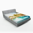 thumbnail image 1 of Ambesonne Landscape Fitted Sheet, Poolside Exotic Island, Full Size, Multicolor, 1 of 2