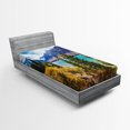 thumbnail image 1 of Landscape Fitted Sheet, National Park Banff Canadian Rockies Mountain Trees Glacial Lake Sunny Sky, Soft Decorative Fabric Bedding, Twin XL Size, Aqua Mauve Green, by Ambesonne, 1 of 2