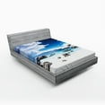 thumbnail image 1 of Landscape Fitted Sheet, Ocean Seascape Peaceful Beach with Rocks and Cloudy Sky Digital Print, Soft Decorative Fabric Bedding, Full Size, White Blue and Grey, by Ambesonne, 1 of 2