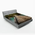 thumbnail image 1 of Landscape Fitted Sheet, Old Wood Bridge over River Belaya Berel and Evergreen Forest Eastern Kazakhstan, Soft Decorative Fabric Bedding, Full Size, Brown Green, by Ambesonne, 1 of 2