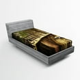 thumbnail image 1 of Ambesonne Cityscape Fitted Sheet, Romance Bridge Canal, Twin XL Size, Cream, 1 of 2