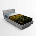 thumbnail image 1 of Ambesonne Landscape Fitted Sheet, Sunset Flower Field, Twin Size, Yellow Green Blue, 1 of 2