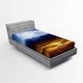 thumbnail image 1 of Ambesonne Nature Fitted Sheet, Sun Stormy Sky Heaven, Twin XL Size, Blue Orange Black, 1 of 2