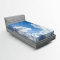 thumbnail image 1 of Landscape Fitted Sheet, Sun Rays Breaking Through the Clouds Atmosphere Nature Scenery Picture, Soft Decorative Fabric Bedding, Twin Size, Blue White, by Ambesonne, 1 of 2