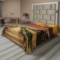 thumbnail image 1 of Landscape Flat Sheet, Wooden Pier to the Calm Idyllic Beach with Herbs and Bushes at Sunset Sea, Soft Comfortable Top Sheet Decorative Bedding 1 Piece, King Size, Multicolor, by Ambesonne, 1 of 1