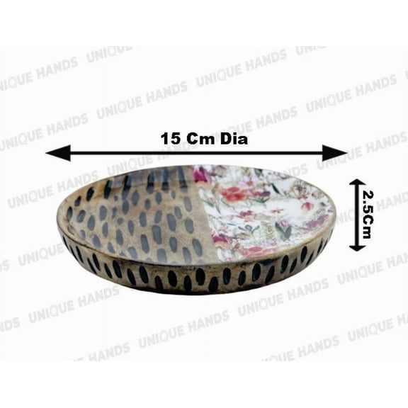 Landscape & Floral Design Mango Wood Round Serving Tray for Rustic Home Kitchen Coffee Table Decor Wooden Decorative Tray for Dining Room Halloween Christmas Decor