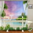 thumbnail image 1 of Landscape Flower Green Plants Palm Bathroom Curtain Waterproof Polyester Shower Curtains Bath Screen for Bathroom with, 1 of 5